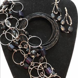 Lia Sofia silver 28 inch necklace with set nwot